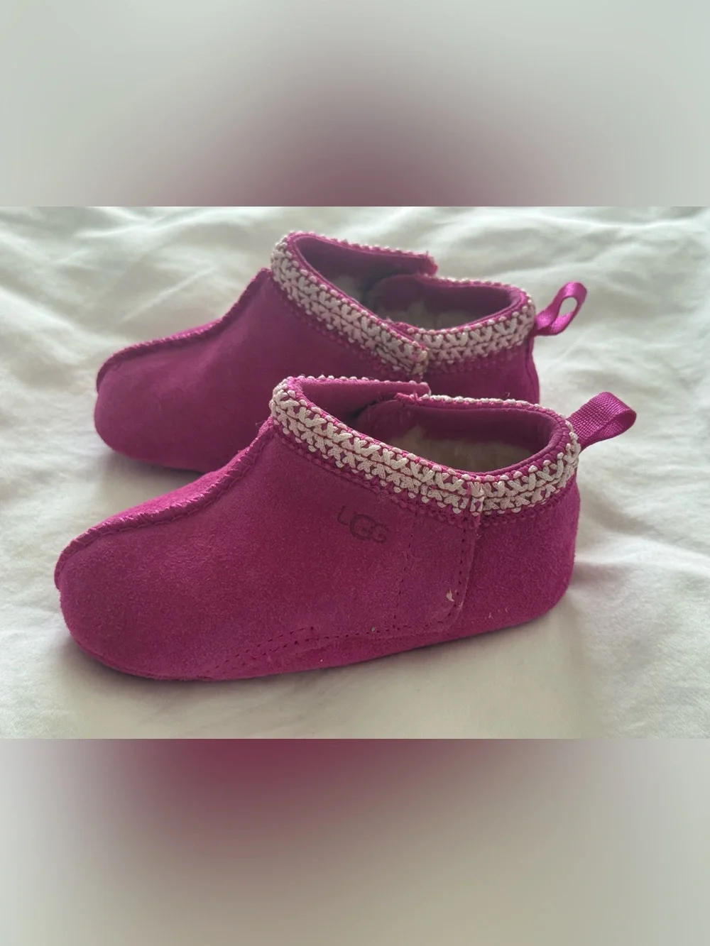 UGG Toddler Magenta Suede Hook-and-Loop Booties